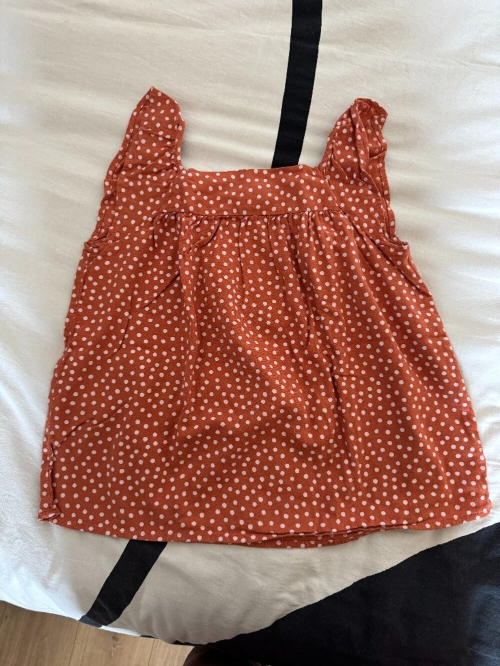 Cat & Jack Girls Orange Polka Dot Ruffle Top Size L 10/12